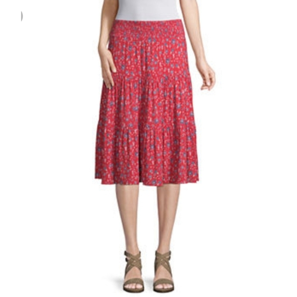 St. John's Bay Dresses & Skirts - St. John's Bay Red Floral Skirt